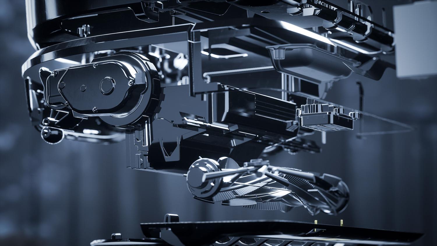 Close view of the Neato robot in VR