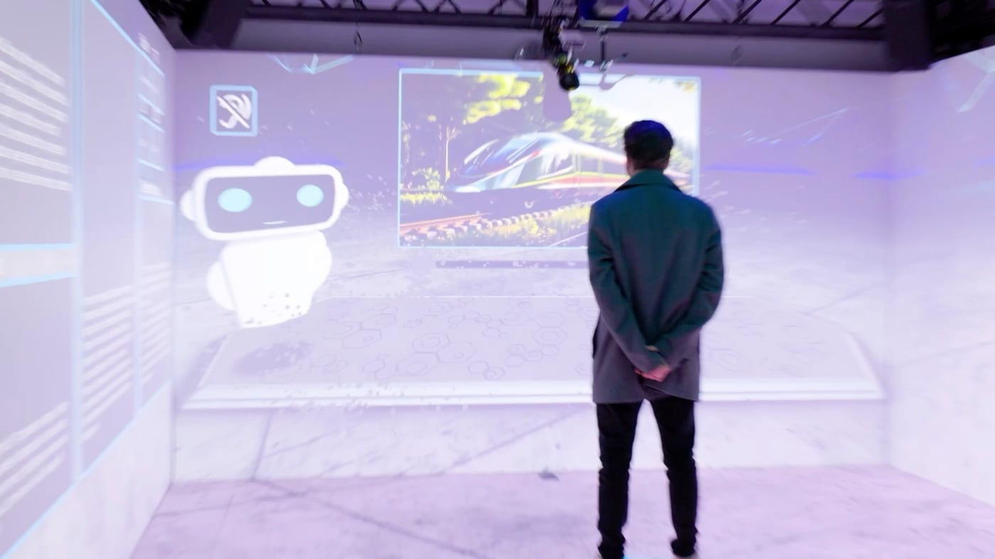 Wide video frame of the Siemens immersive AI experience