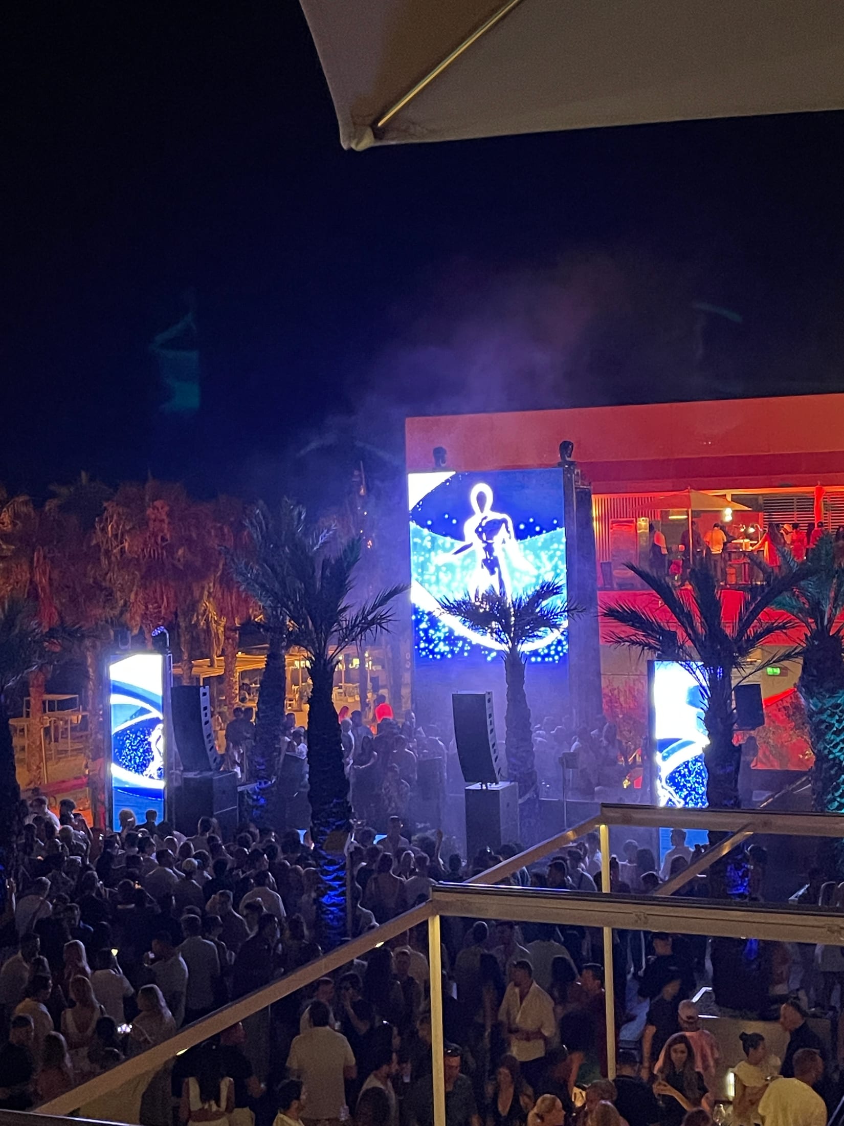 Event at W Barcelona with vertical visual displays