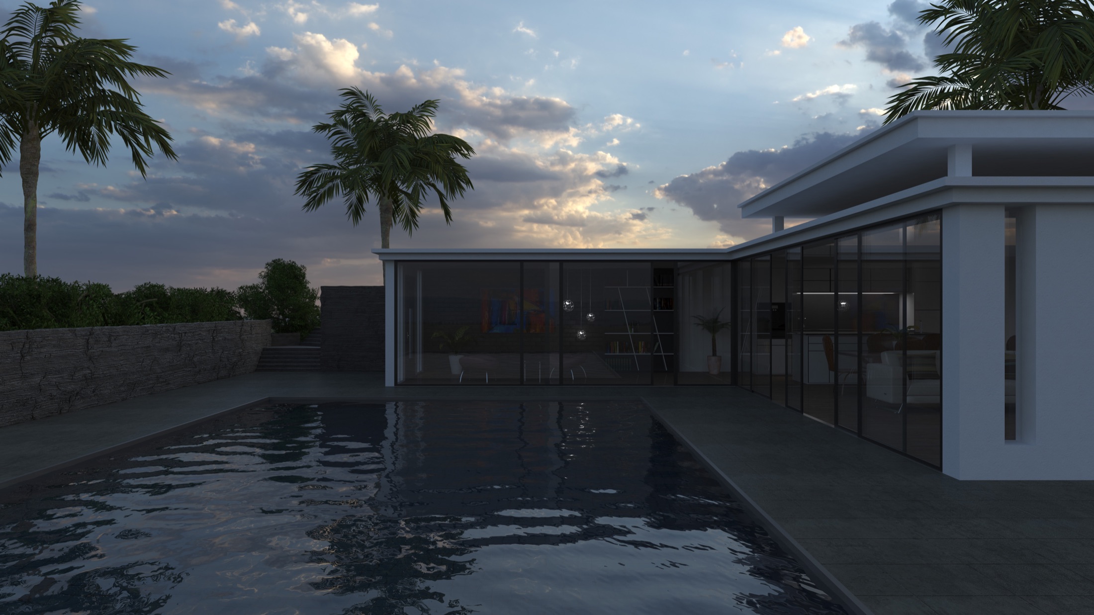 Modern bungalow architectural render