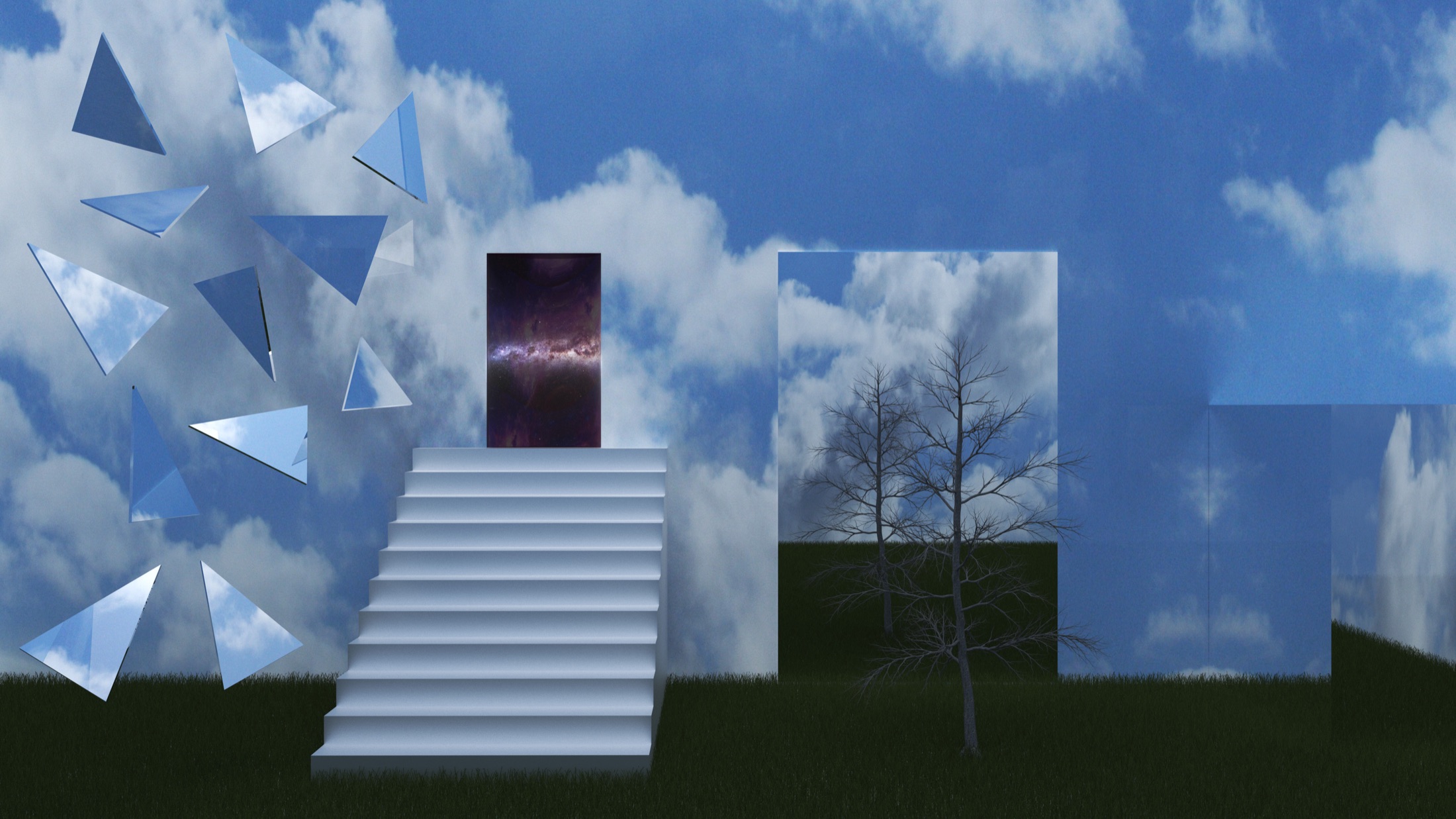 Surreal cloudy room