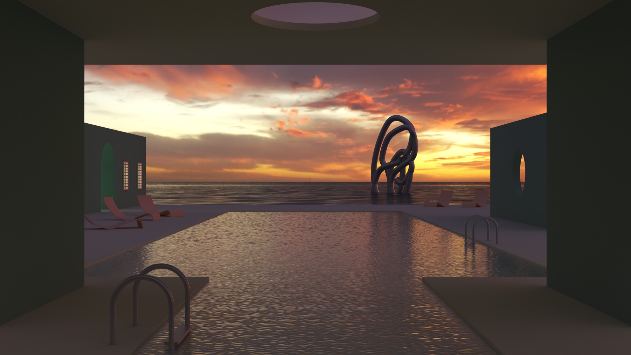 Infinite villa surreal scene