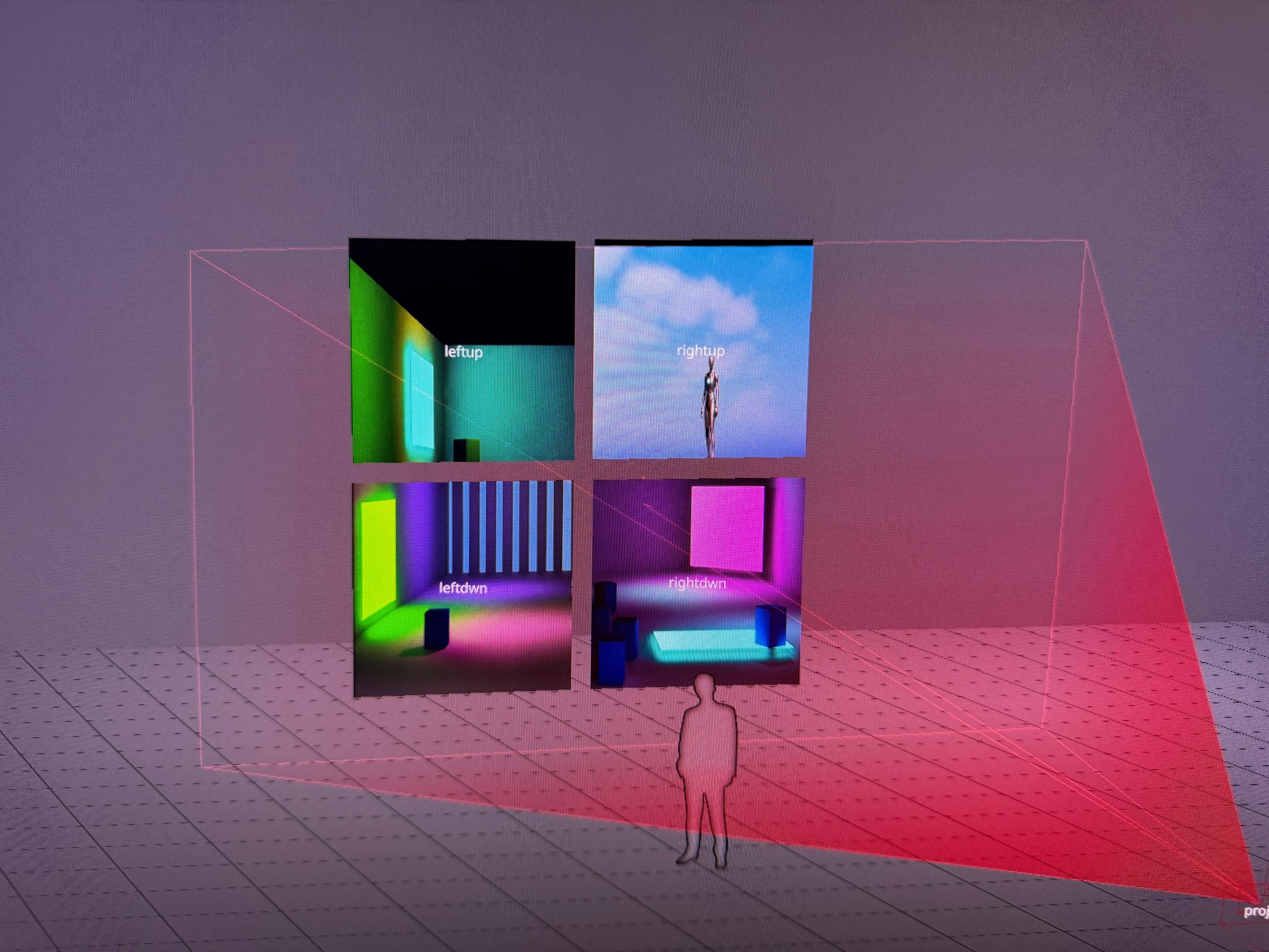 Unreal Engine view of the miniature projection scene