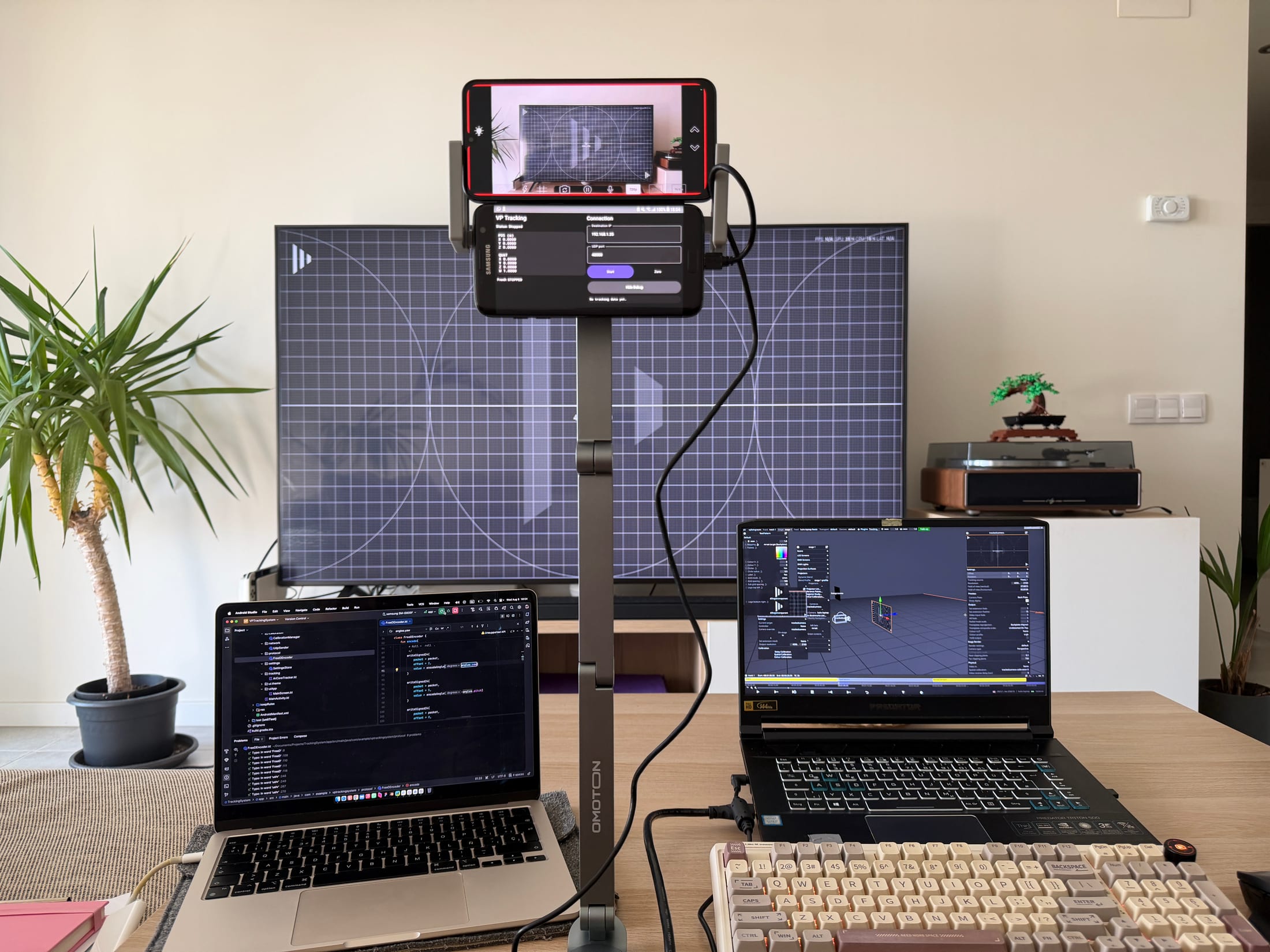 Mobile tracking rig connected to a disguise virtual production test